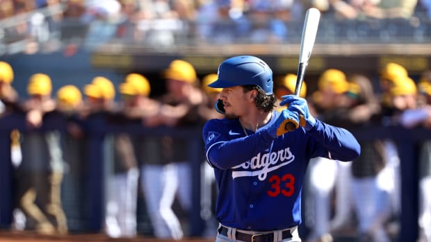 Outman during the Dodgers’ 14-1 spring training win over the Padres on Feb. 22, 2024.